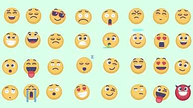 网络聊天动画表情包emoji表情符号AE模板视频的预览图